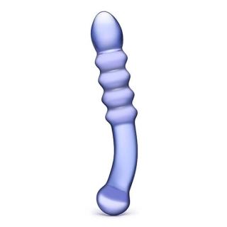 Skleněné dildo - Purple Rain Ribbed