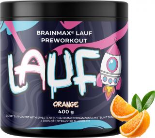 BrainMax LAUF Preworkout, s kofeinem, 400 g Příchuť: Červený pomeranč