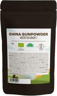 BrainMax Pure China Gunpowder Grade 1, zelený čaj, BIO, 100 g