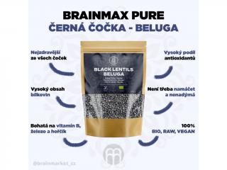 BrainMax Pure Čočka - černá Beluga, BIO, 500 g *CZ-BIO-001 certifikát