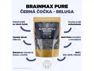 BrainMax Pure Čočka - černá Beluga, BIO, 500 g