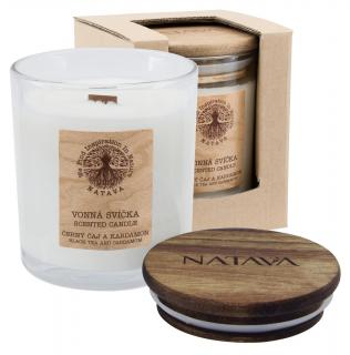 NATAVA - Vonná sójová svíčka Černý čaj a kardamom, 220 g