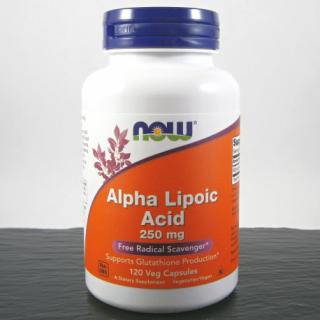 NOW Alpha Lipoic Acid (Kyselina Alfa Lipoová), 250 mg, 120 rostlinných kapslí