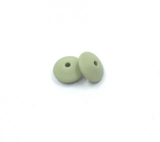 Lentilka 12 mm olivově zelená (Silikonové korálky olivově zelené, pastelově zelené)