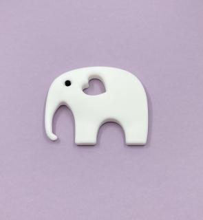 Silikonové kousátko slon bílý 80 mm (Slon bílý samostatně)