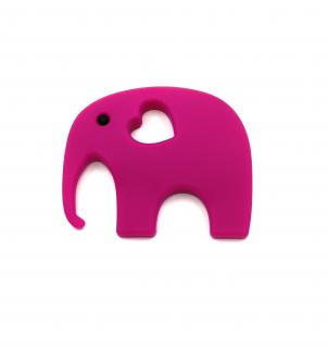 Silikonové kousátko slon tmavě růžový 80 mm (Slon tmavě růžový samostatně)