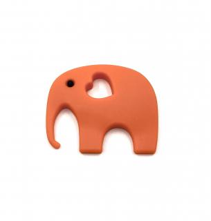 Silikonové kousátko slon zářivě oranžový 80 mm (Slon zářivě oranžový samostatně)