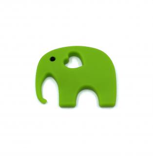 Silikonové kousátko slon zelený 80 mm (Slon zelený samostatně)