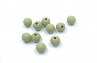 Silikonový korálek 9 mm olivově zelený (Silikonové korálky olivově zelené, pastelově zelené)