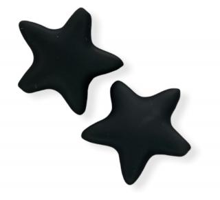 Silikonový korálek hvězdička černá 35 mm (Silikonové korálky černé)