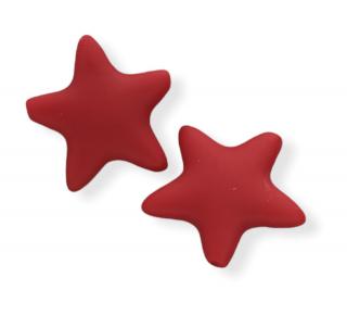 Silikonový korálek hvězdička červená 35 mm (Silikonové korálky červené)