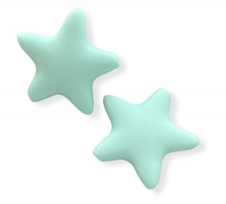 Silikonový korálek hvězdička mint MD 35 mm (Silikonové korálky mint, mentolové)
