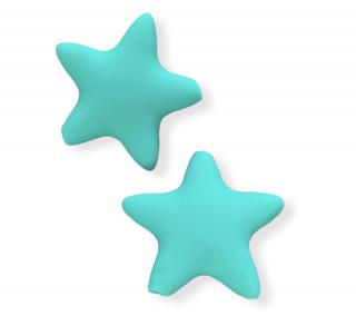 Silikonový korálek hvězdička tyrkysová 35 mm (Silikonové korálky tyrkysové, tyrkys)