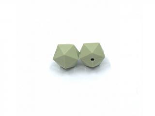 Silikonový korálek ikosaedr olivově zelený 17 mm (Silikonové korálky olivově zelené, pastelově zelené)