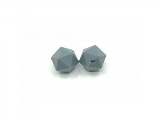 Silikonový korálek ikosaedr šedý 17 mm (Silikonové korálky šedé)