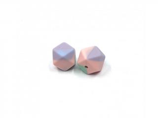 Silikonový korálek mini šestiúhelník 14 mm tie dye (Silikonové korálky pastelové vícebarevné)