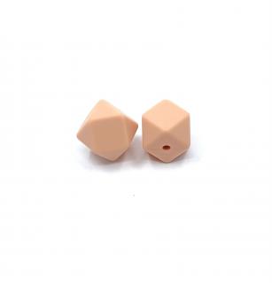 Silikonový korálek mini šestiúhelník broskvový 14 mm (Silikonové korálky broskvové, pastelově oranžové)