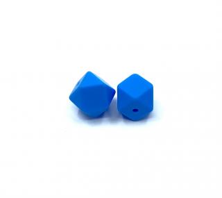 Silikonový korálek mini šestiúhelník nebesky modrý 14 mm (Silikonové korálky modré, nebesky modré)