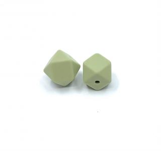 Silikonový korálek mini šestiúhelník olivově zelený 14 mm (Silikonové korálky olivově zelené, pastelově zelené)