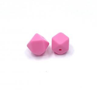 Silikonový korálek mini šestiúhelník středně růžový 14 mm (Silikonové korálky růžové)
