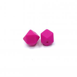 Silikonový korálek mini šestiúhelník tmavě růžový 14 mm (Silikonové korálky tmavě růžové)