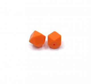 Silikonový korálek mini šestiúhelník zářivě oranžový 14 mm (Silikonové korálky zářivě oranžové)
