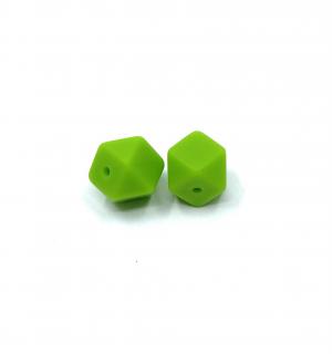 Silikonový korálek mini šestiúhelník zelený 14 mm (Silikonové korálky zelené)