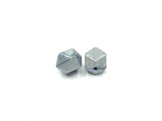 Silikonový korálek šestiúhelník metalický šedý 17 mm (Silikonové korálky metalické šedé, stříbrné)