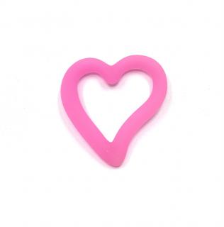 Silikonový přívěsek srdce růžové tm. 70 mm (Silikonové korále - náhrdelník růžové srdce)