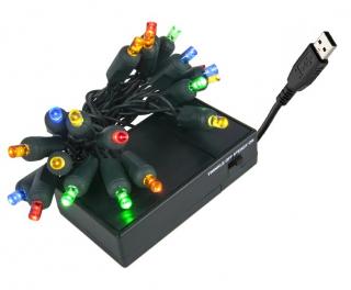 BA63 Vánoční osvětlení na baterii s USB 6metru 50xLED dioda RGB (Světelný řetěz na baterii s USB)