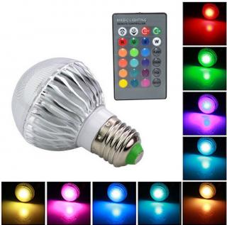 Barevná LED žárovka E27 4W RGB (Žárovka kulatá LED 4W RGB s dálkovým ovladačem)
