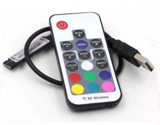 IR ovladač a přijímač k RGB LED pásku USB - 17 tlačítek (Ovládání pro RGB USB LED pásky)