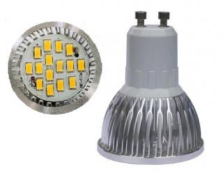 LED žárovka GU10 6W smd lighting bílá čistá (15x SMD 5630)