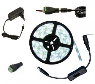 Lighting LED pásek 3528 2,5metru/150diod 12W IP20 denní bílá + zdroj (LED pásek 3528 2,5 metrů komplet)
