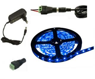 Lighting LED pásek 3528 5metrů/300diod 24W voděodolný modrý + zdroj (Voděodolný pásek 3528 5 metrů komplet)