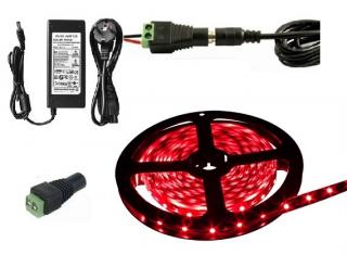 Lighting LED pásek 5050 5metrů/300diod 72W voděodolný červený + zdroj (Voděodolný pásek 5050 5 metrů komplet)