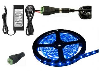 Lighting LED pásek 5050 5metrů/300diod 72W voděodolný modrý + zdroj (Voděodolný pásek 5050 5 metrů komplet)