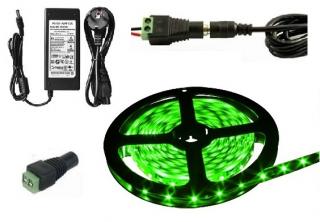 Lighting LED pásek 5050 5metrů/300diod 72W voděodolný zelený + zdroj (Voděodolný pásek 5050 5 metrů komplet)