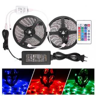 Lighting LED pásek RGB Komplet 3528 10m/600diod 48W IP20 + DO + zdroj (LED pásek 10metrů multicolor)