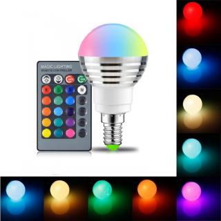RGB LED Žárovka 3W kulatá E14 - 3 kusy (Cenově výhodný set 3 kusů)