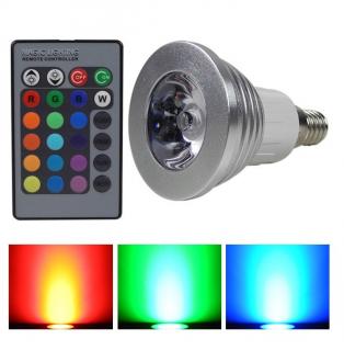 RGB LED žárovka E14 3W color (LED žárovka s dálkovým ovladačem)