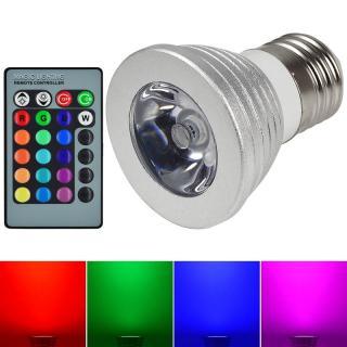RGB LED žárovka E27 3W RGB s dálkovým ovladačem 3 kusy (Výhodná cena setu 3 kusů žárovek)