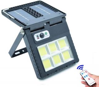 Solar 120/6 Solární světlo s PIR čidlem pohybu 6x LED COB dioda (Solární lampa s dálkovým ovladačem)