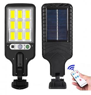 Solar S9/COB Nástěnné solární LED osvětlení PIR čidlo 9x LED (Solární lampa s dálkovým ovladačem)
