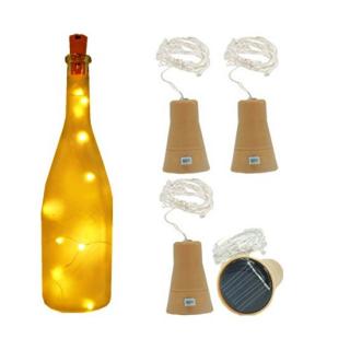 Solární světelná zátka 2metry/20LED teplá bílá  (Solární svítící uzávěr lahve)