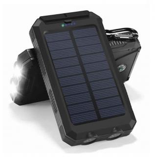 Speed S1000 Solární Powerbank 10000 mAh, černá, 2x LED (Praktická solární nabíječka se svítilnou)