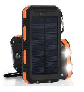 Speed S1004 Solární Powerbank 10000 mAh, oranžová, 2x LED (Praktická solární nabíječka se svítilnou)