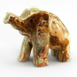 Figurka slona z aragonitu, cca 53 x 65 mm (AG1090F)