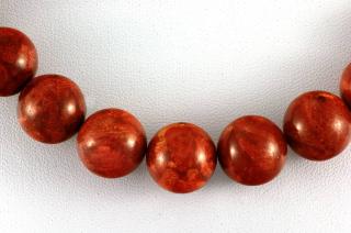 Náhrdelník z houbového korálu, kuličky cca 12 mm, stříbro Ag 925/1000 (KH3691S)