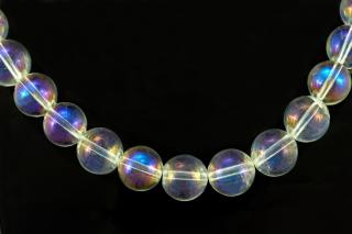 Náhrdelník z křišťálu Aqua Aura QA, stříbro Ag 925/1000, kuličky cca 8 mm  polární záře  (KR6414S)
